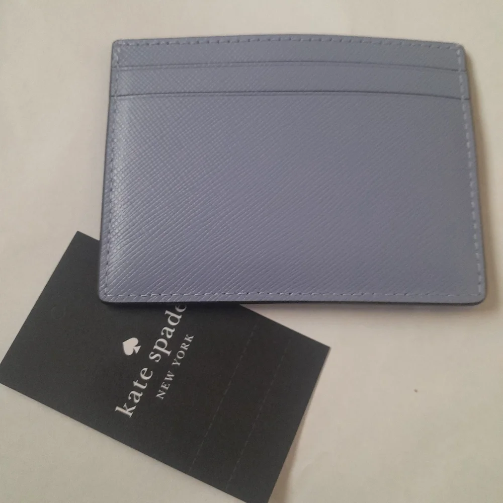 New Kate Spade Maddison Leather Card Case In Frosted Blue NWT